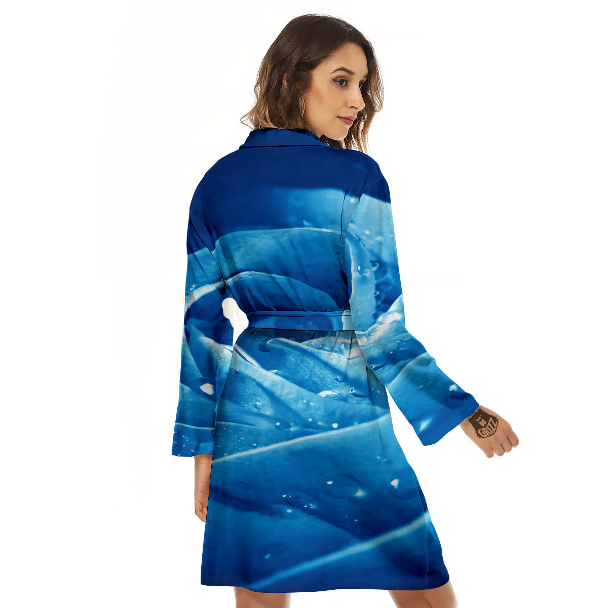 Rose Blue Print Women's Robe-grizzshop
