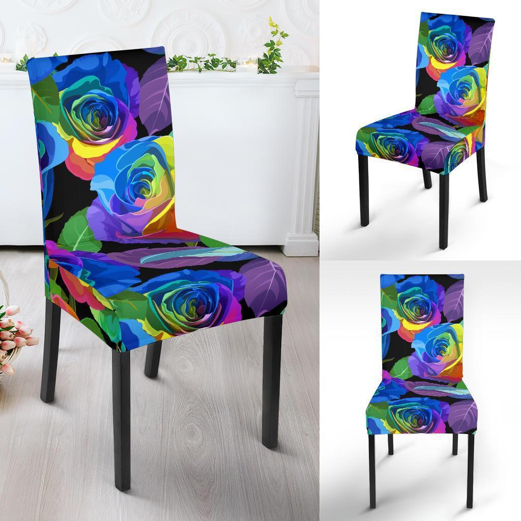 Rose Colorful Rainbow Pattern Print Chair Cover-grizzshop