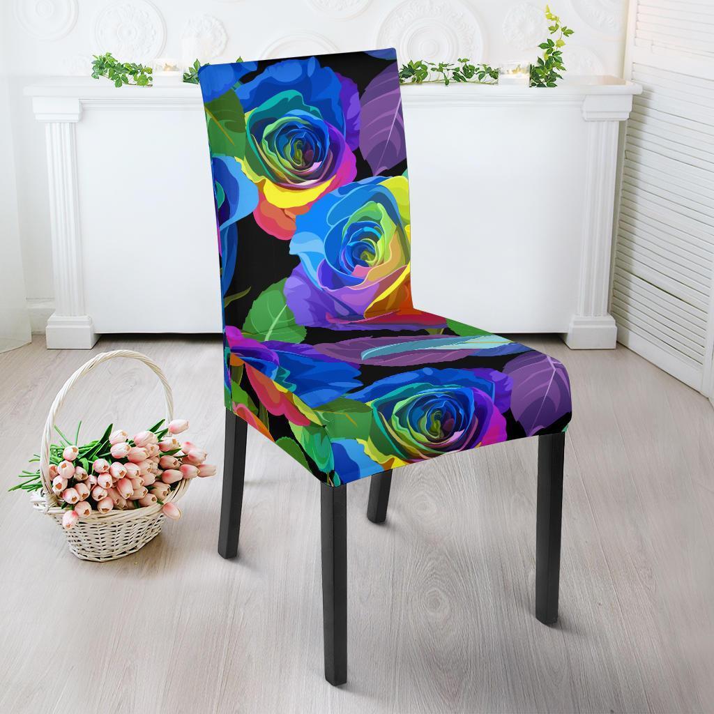 Rose Colorful Rainbow Pattern Print Chair Cover-grizzshop