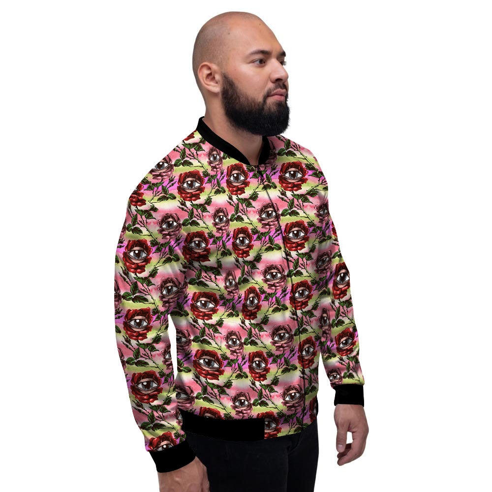 Rose Eyeball Print Pattern Men's Bomber Jacket-grizzshop