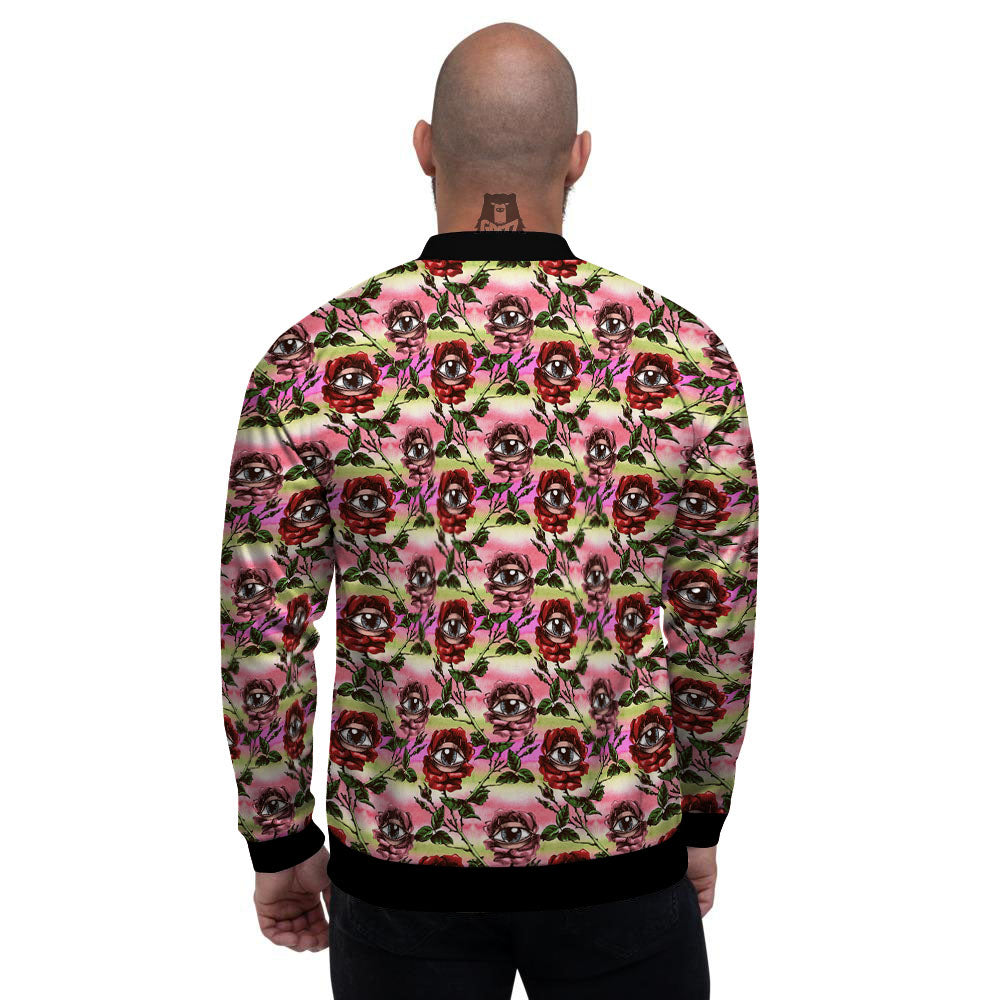 Rose Eyeball Print Pattern Men's Bomber Jacket-grizzshop