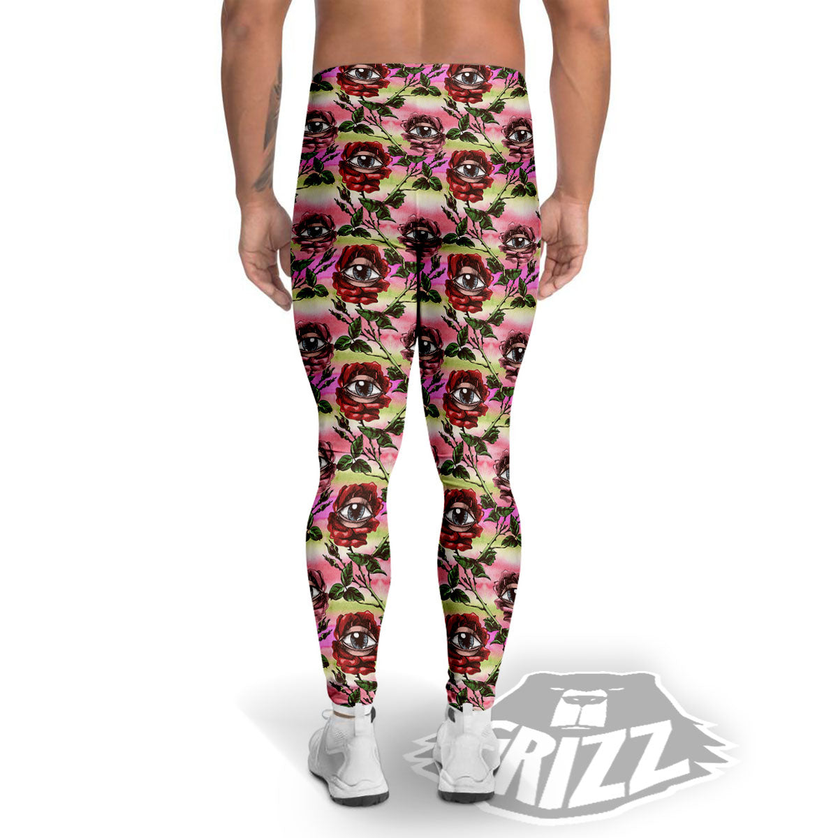 Rose Eyeball Print Pattern Men's Leggings-grizzshop
