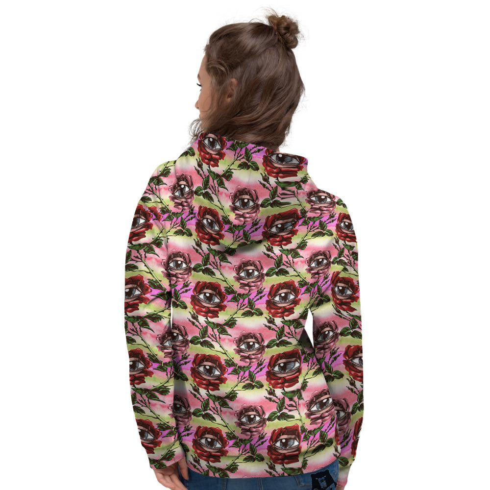 Rose Eyeball Print Pattern Women's Hoodie-grizzshop
