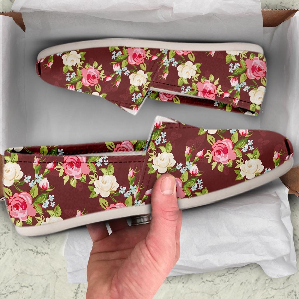 Rose Floral Print Canvas Shoes-grizzshop