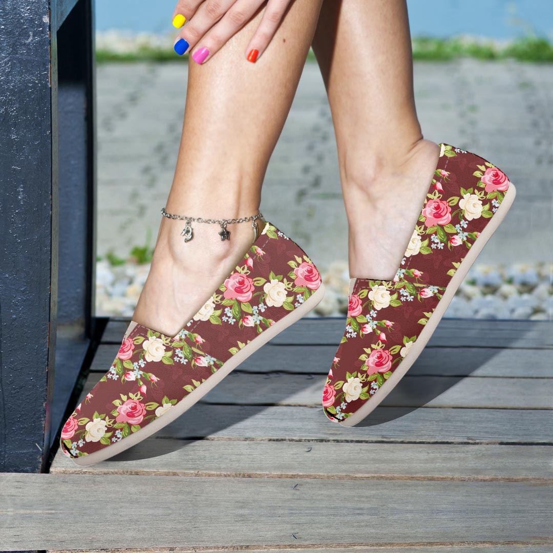 Rose Floral Print Canvas Shoes-grizzshop