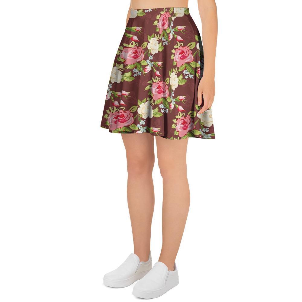 Rose Floral Print Women's Skirt-grizzshop