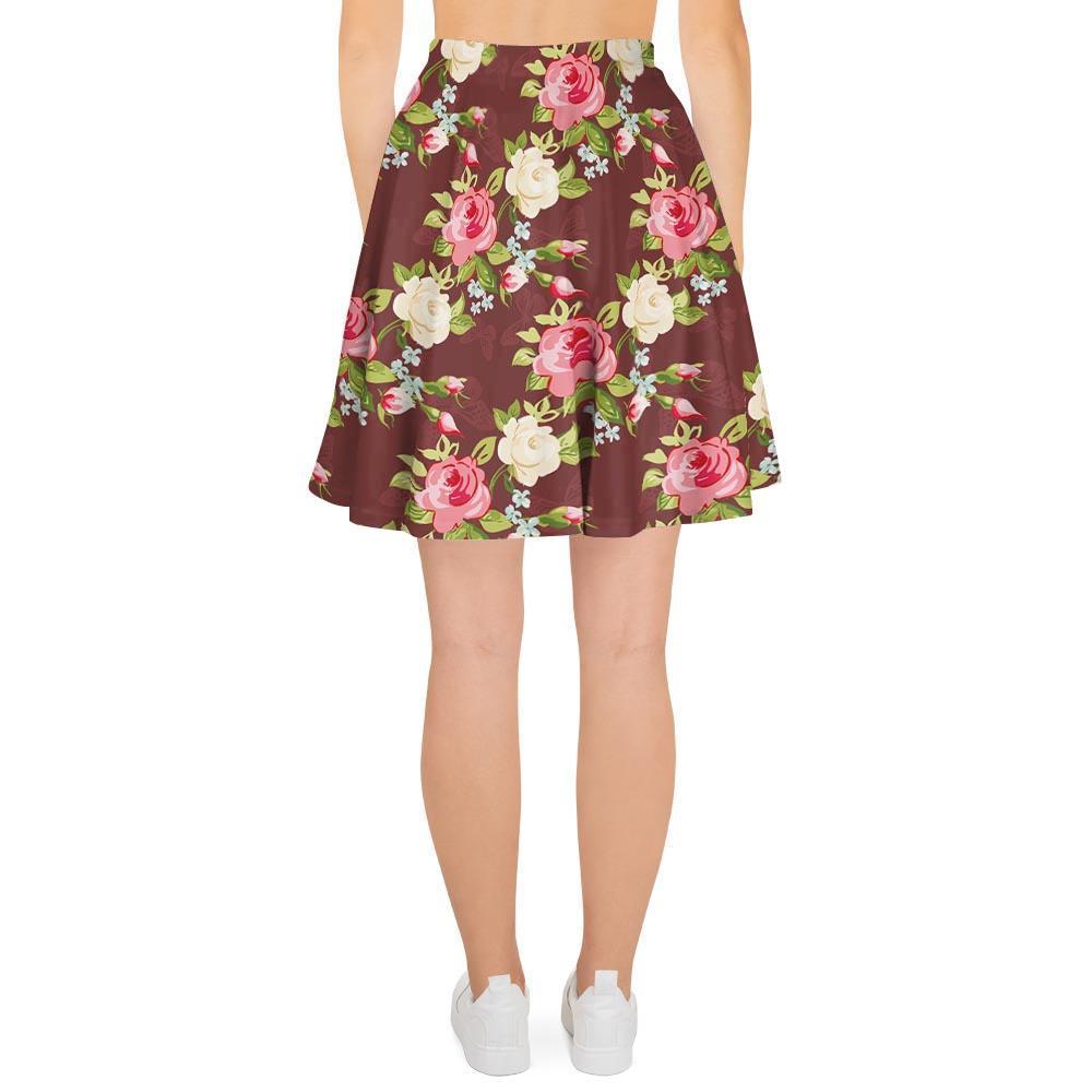 Rose Floral Print Women's Skirt-grizzshop