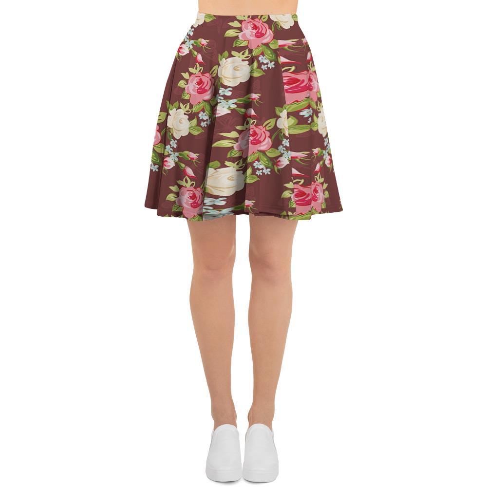 Rose Floral Print Women's Skirt-grizzshop