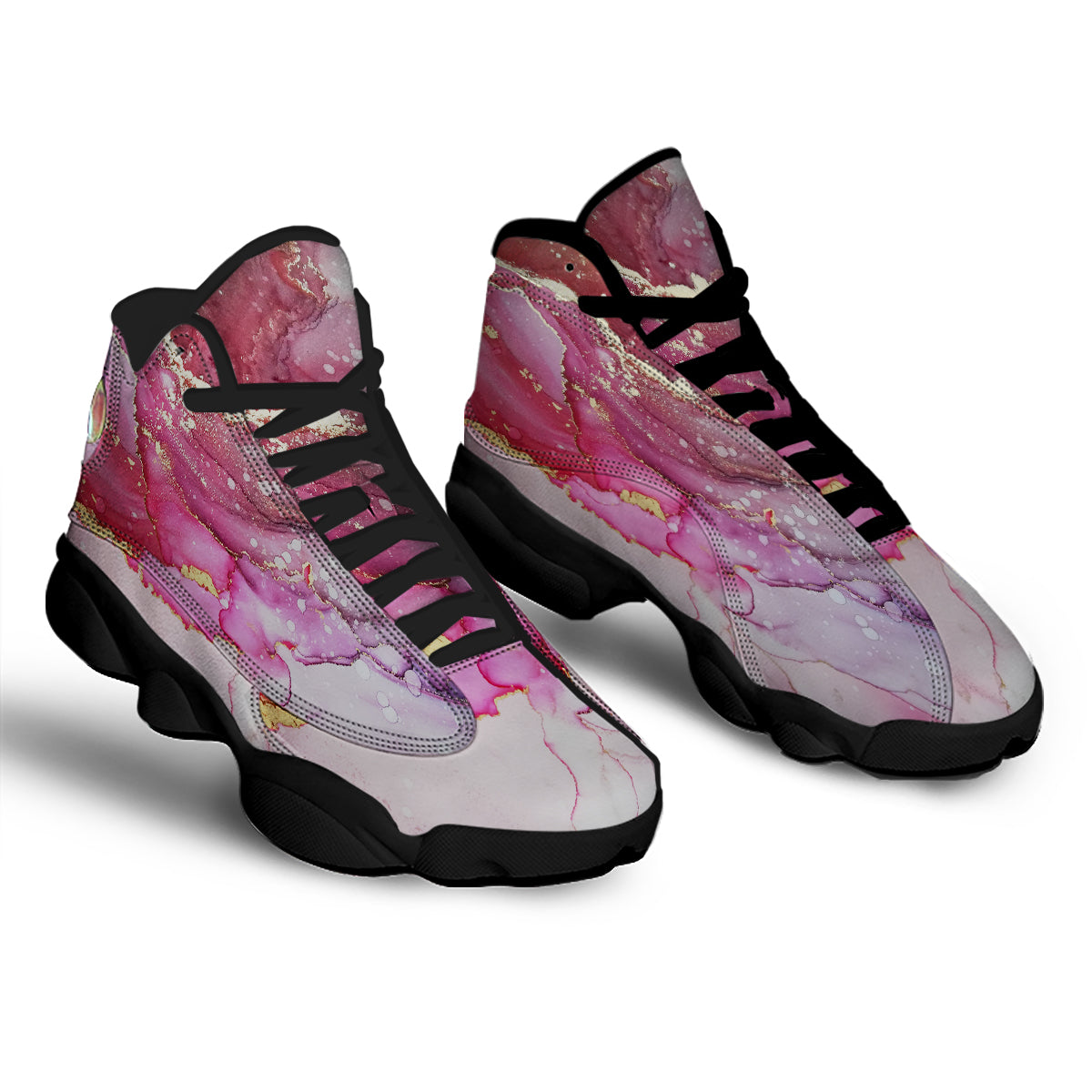 Rose Gold Marble Print Black Basketball Shoes-grizzshop