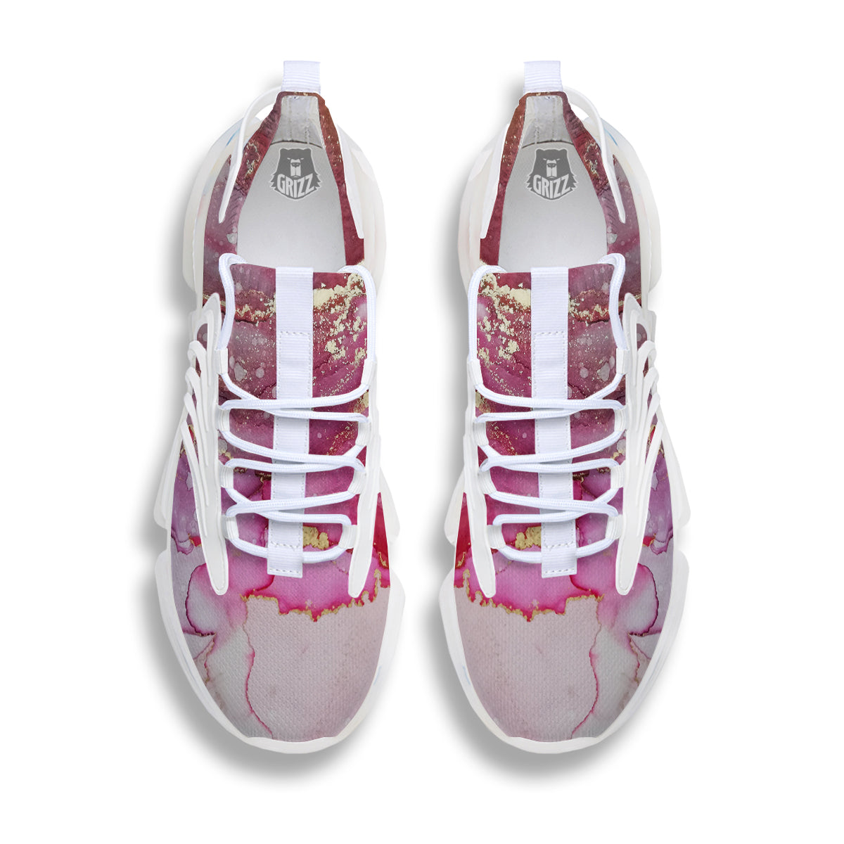 Rose Gold Marble Print White Gym Shoes-grizzshop