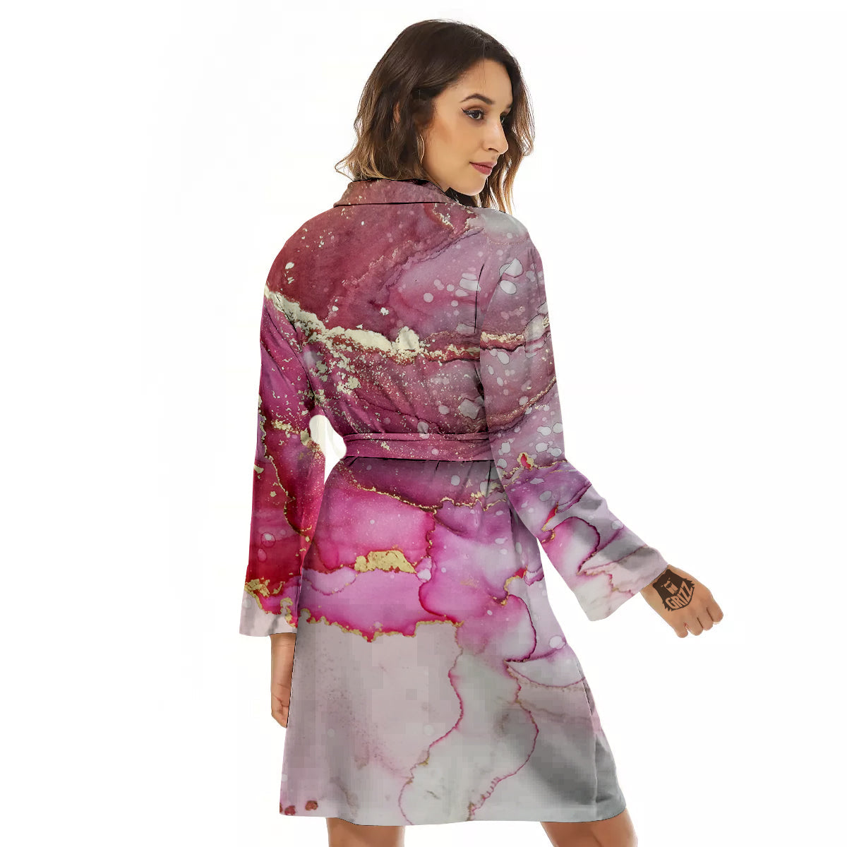 Rose Gold Marble Print Women's Robe-grizzshop