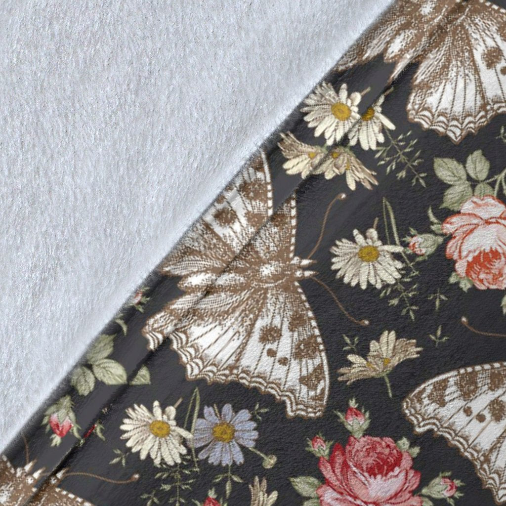 Rose Monarch Butterfly Pattern Print Blanket-grizzshop