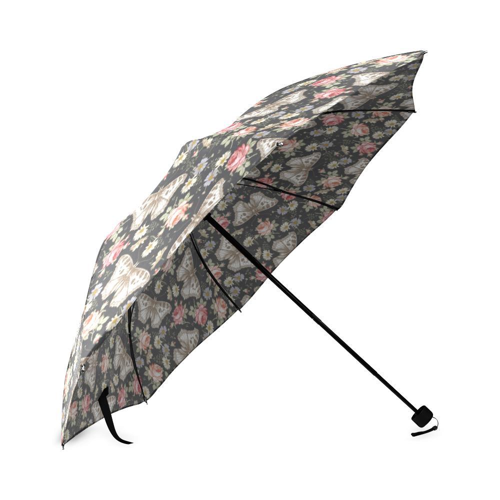Rose Monarch Butterfly Pattern Print Foldable Umbrella-grizzshop