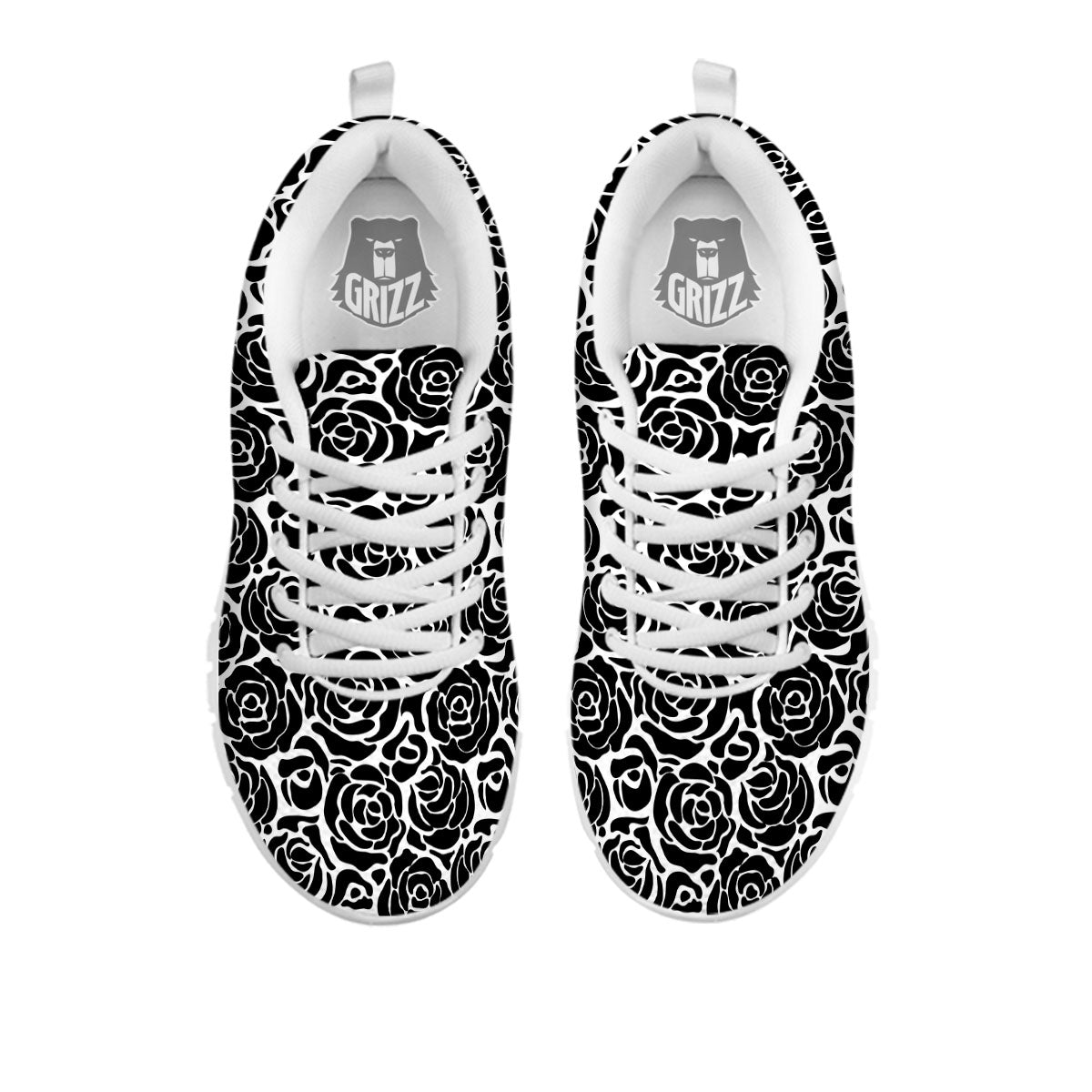 Rose Print Monochrome Pattern White Sneaker-grizzshop