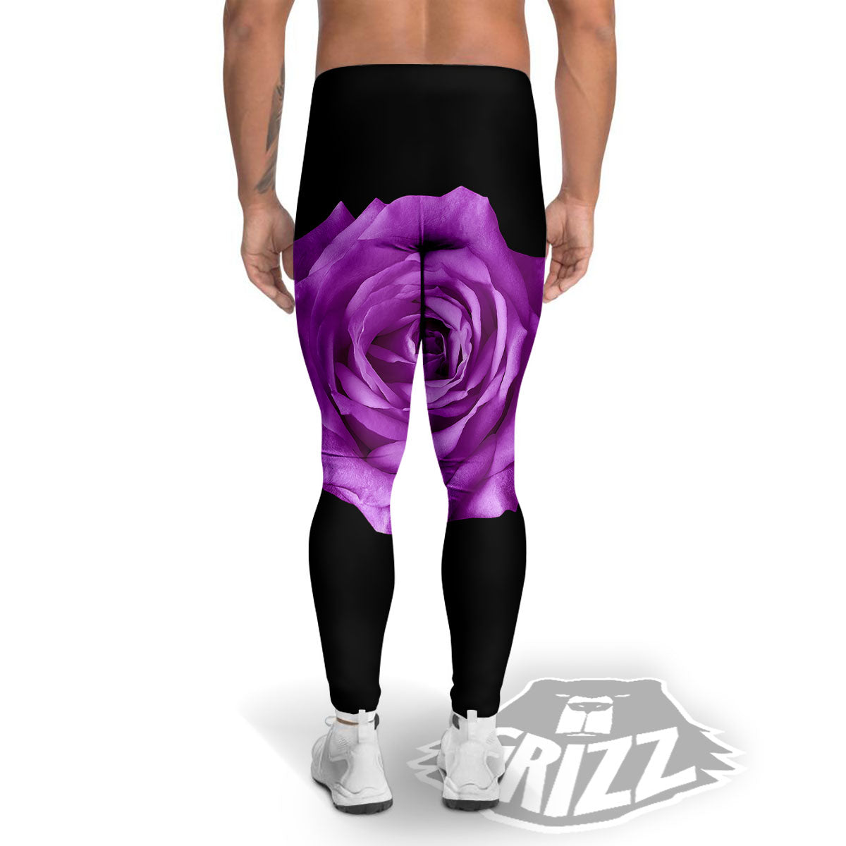 Rose Purple Dark Print Men's Leggings-grizzshop