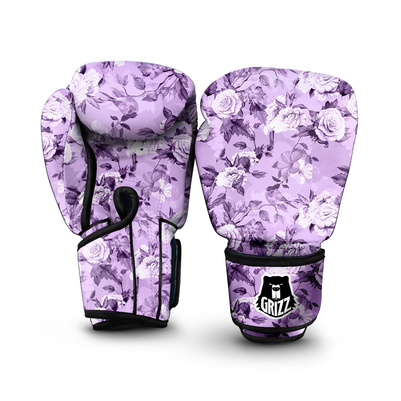 Rose Purple Print Pattern Boxing Gloves-grizzshop