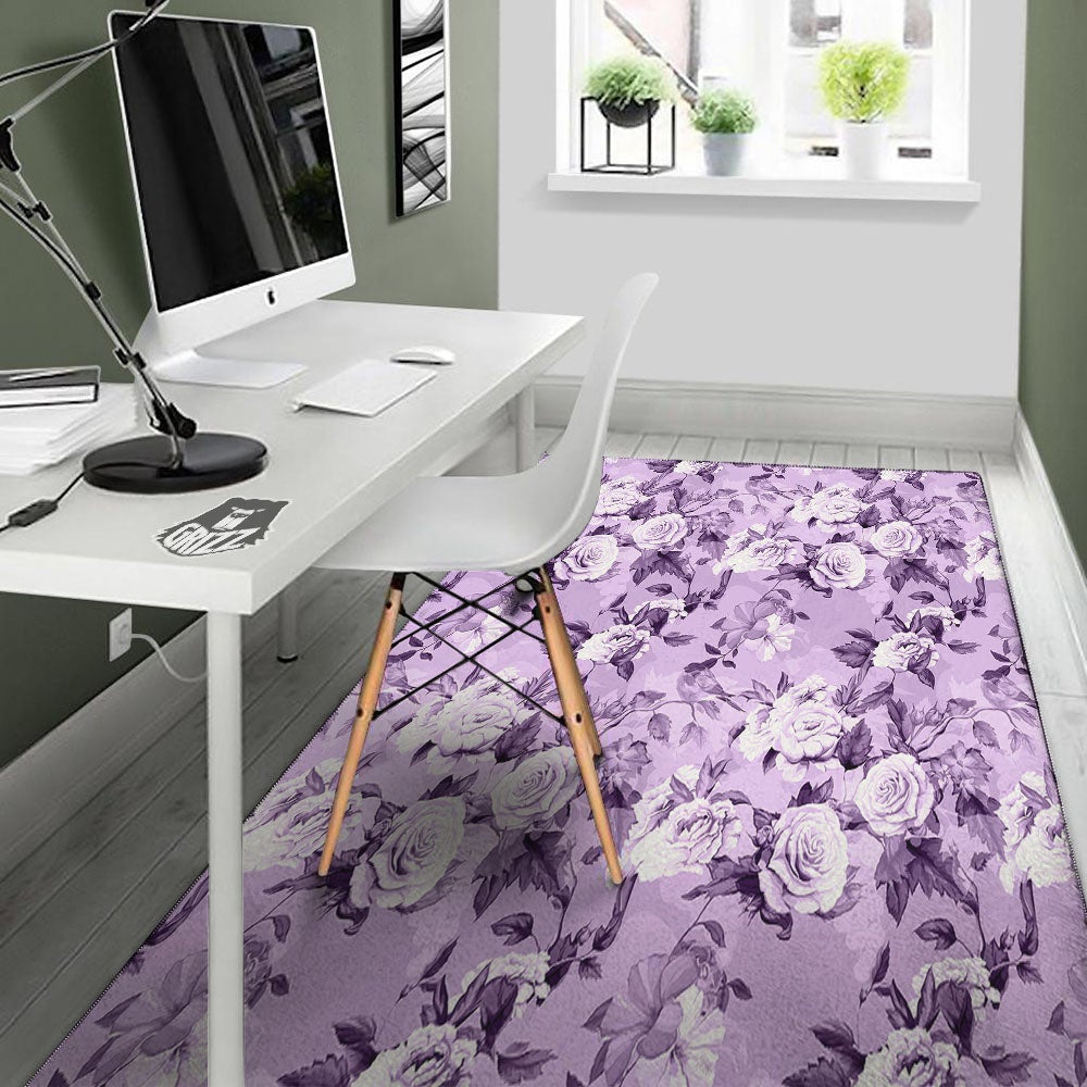 Rose Purple Print Pattern Floor Mat-grizzshop