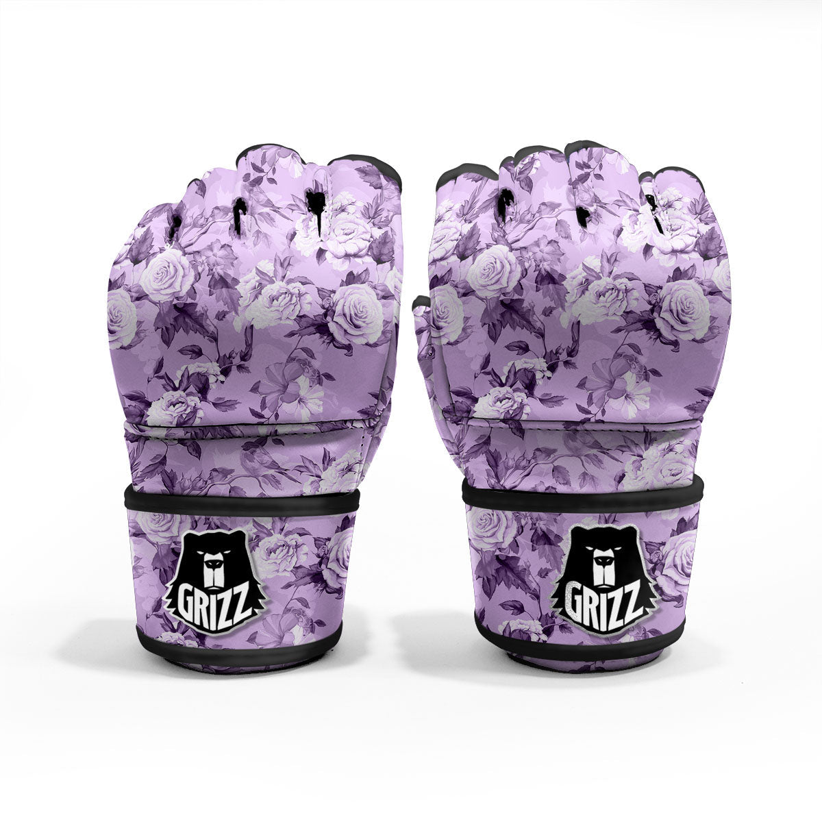 Rose Purple Print Pattern MMA Gloves-grizzshop
