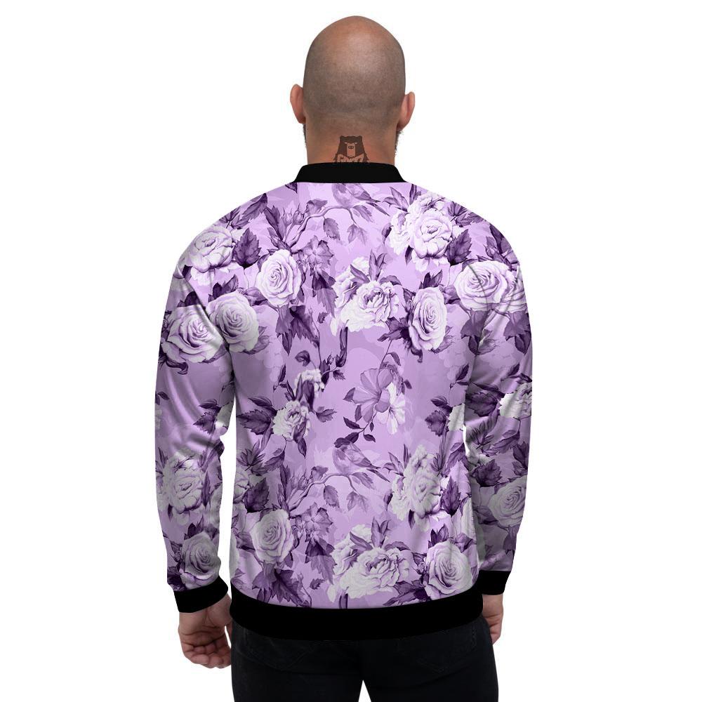 Rose Purple Print Pattern Men's Bomber Jacket-grizzshop