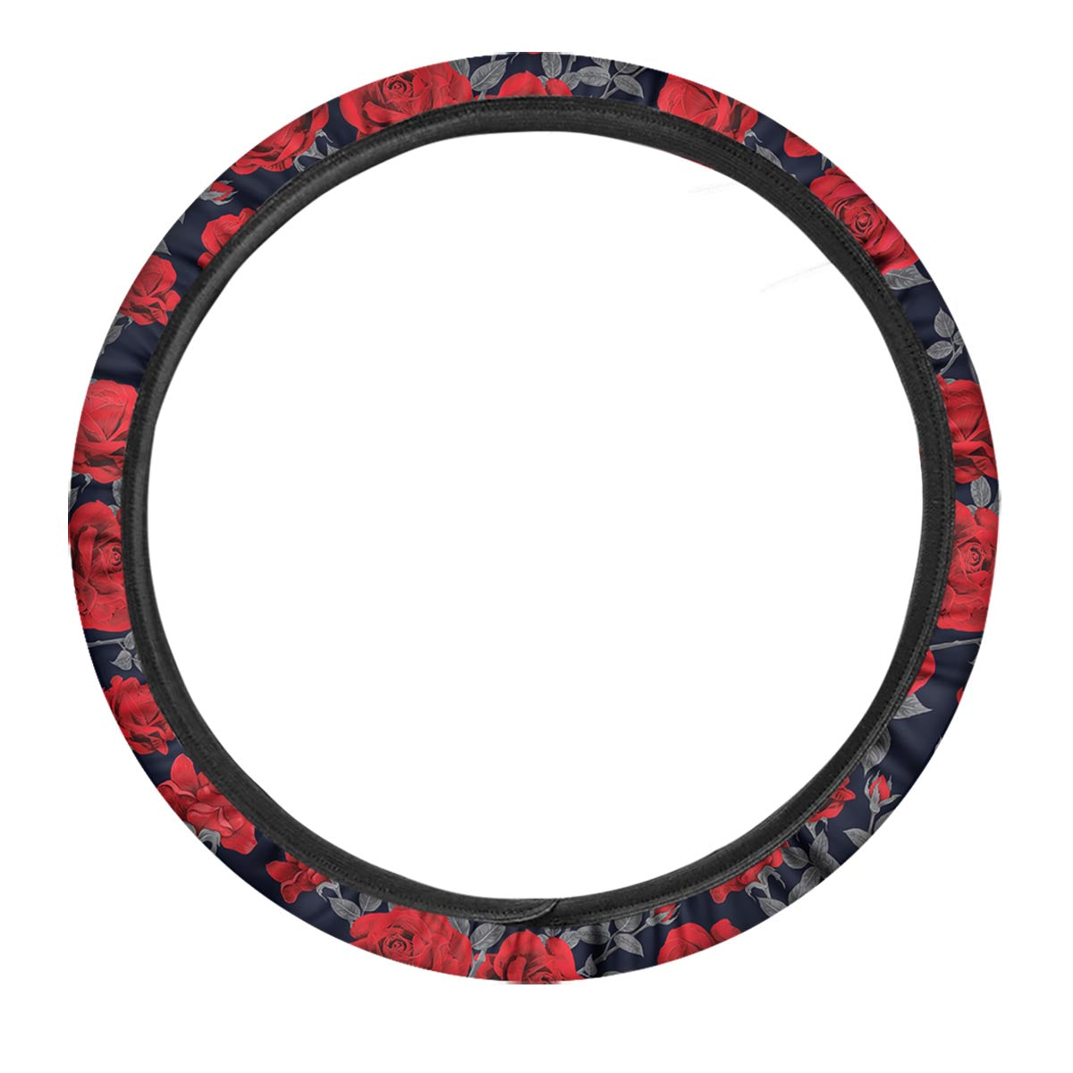 Rose Red Print Pattern Car Steering Wheel Cover-grizzshop