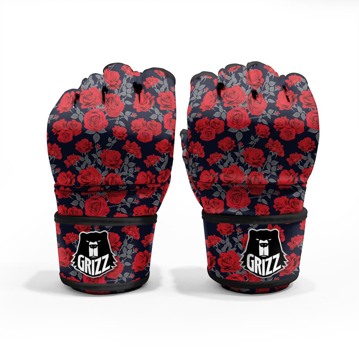 Rose Red Print Pattern MMA Gloves-grizzshop