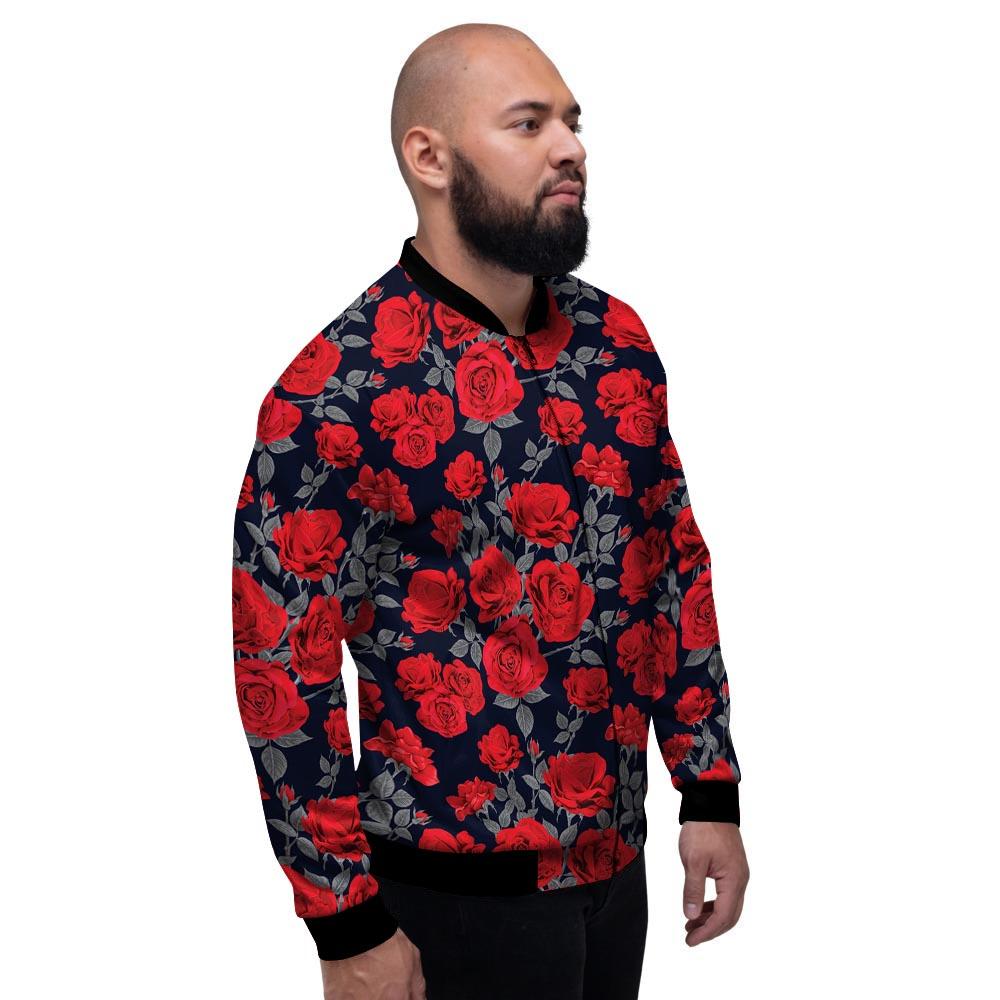 Rose Red Print Pattern Men's Bomber Jacket-grizzshop