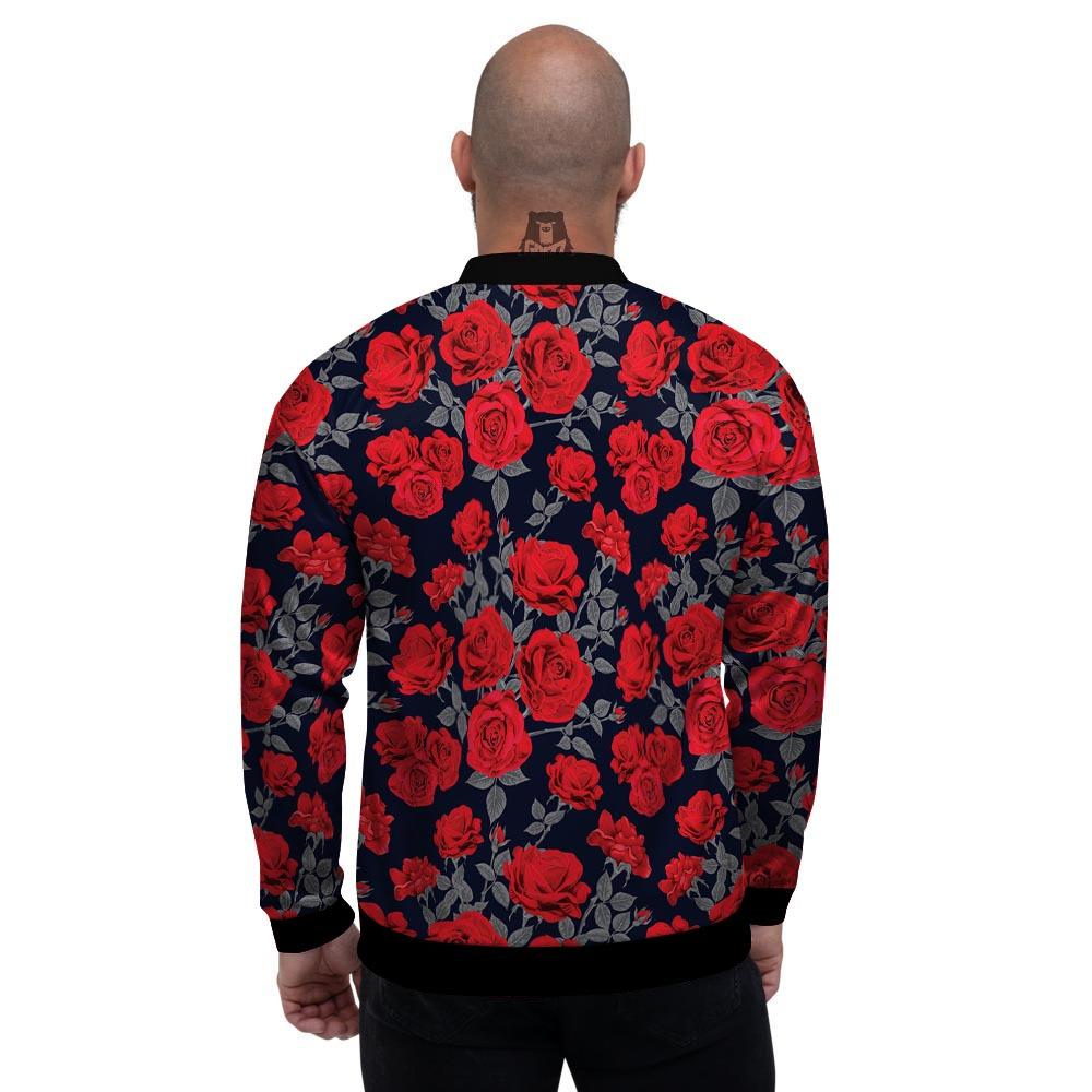 Rose Red Print Pattern Men's Bomber Jacket-grizzshop