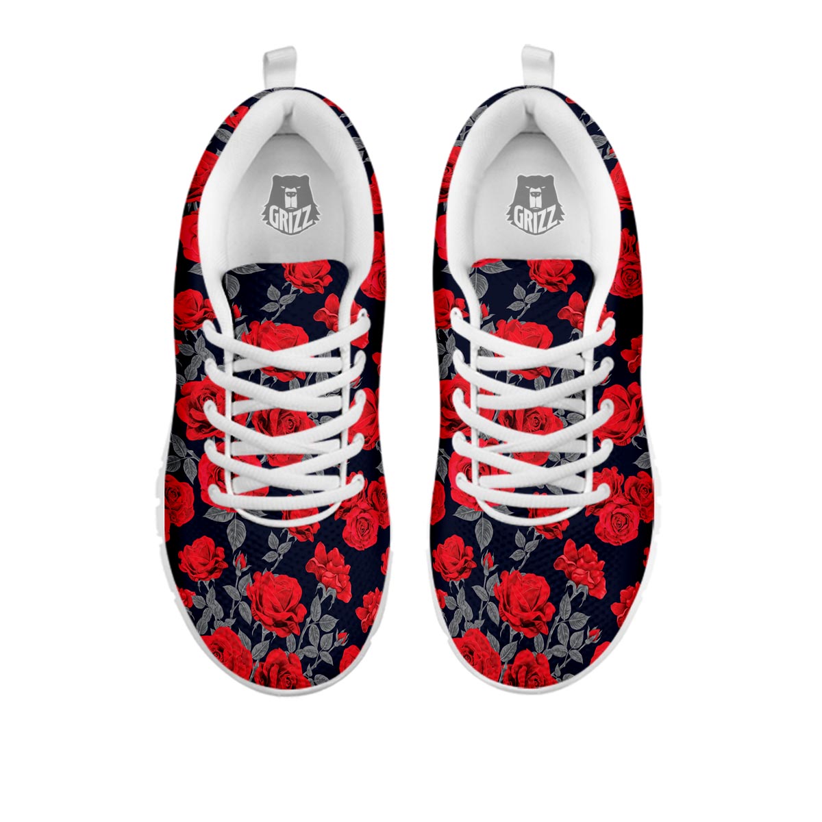 Rose Red Print Pattern White Sneaker-grizzshop