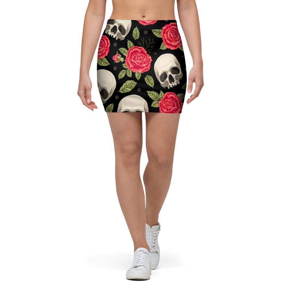 Rose Skull Mini Skirt-grizzshop