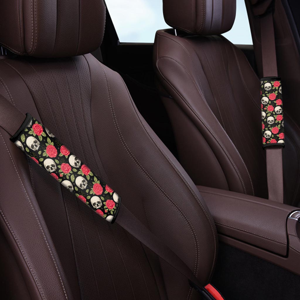 Rose Skull Seat Belt Cover-grizzshop