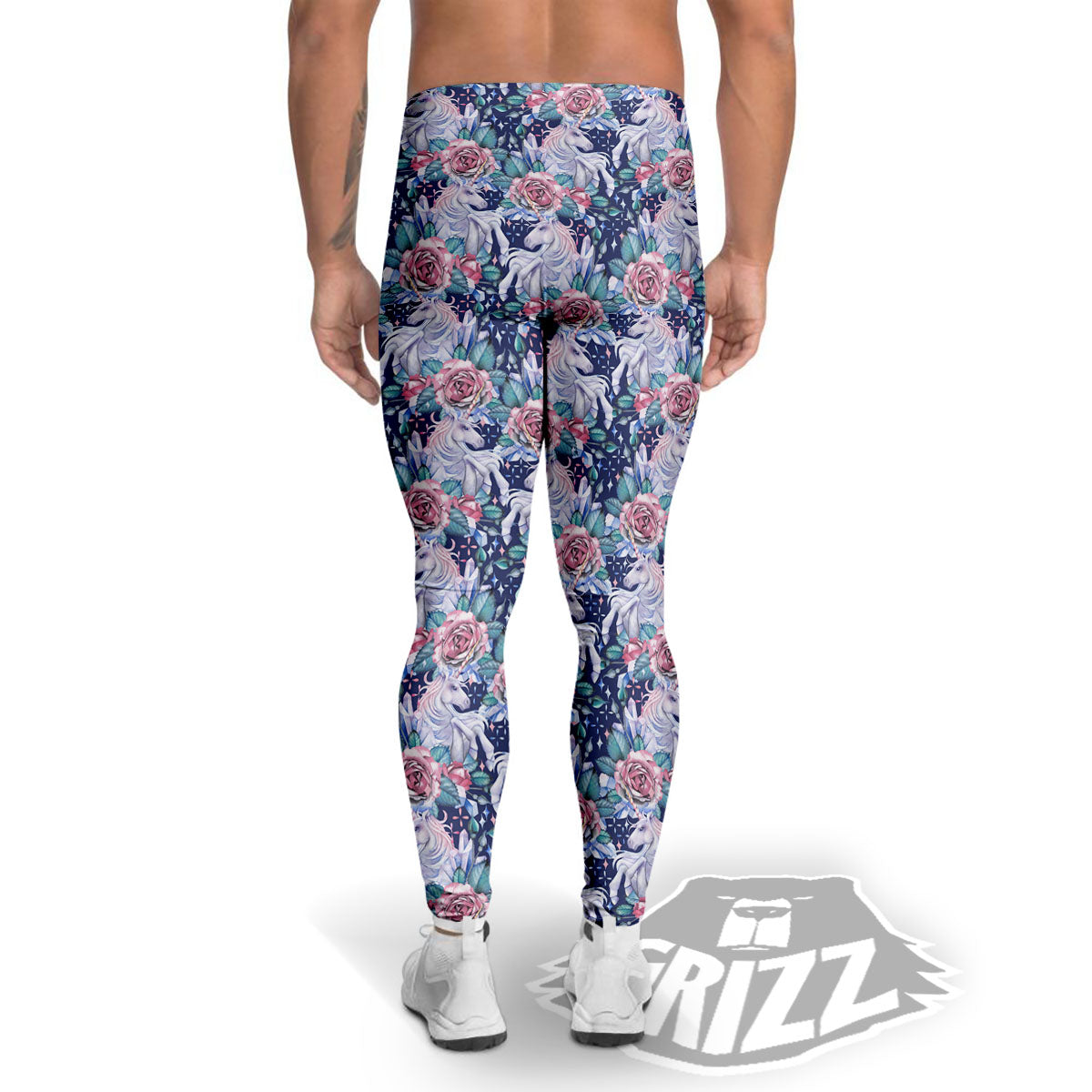 Rose Unicorn Blue Fairy Print Pattern Men's Leggings-grizzshop