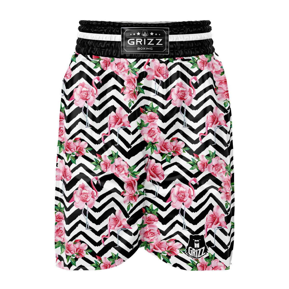 Rose Zigzag Pink Print Pattern Boxing Shorts-grizzshop