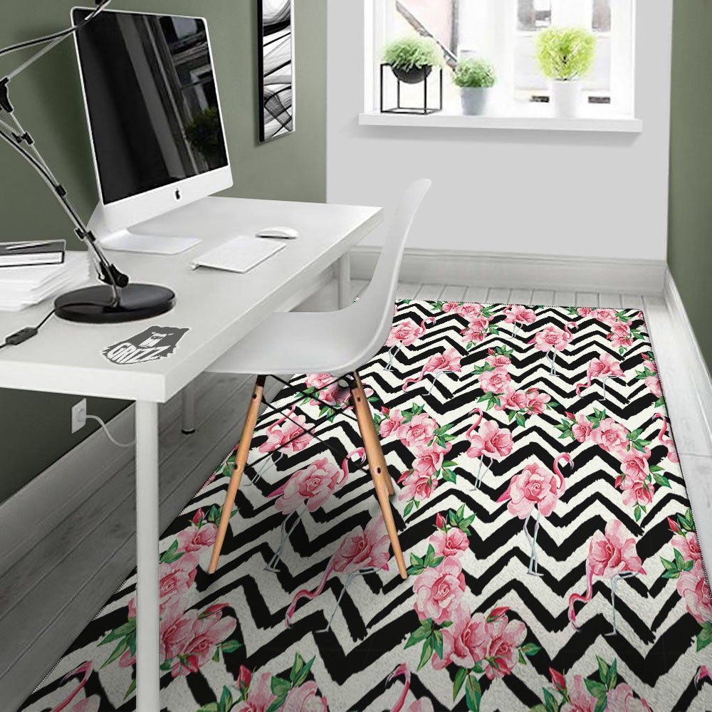 Rose Zigzag Pink Print Pattern Floor Mat-grizzshop
