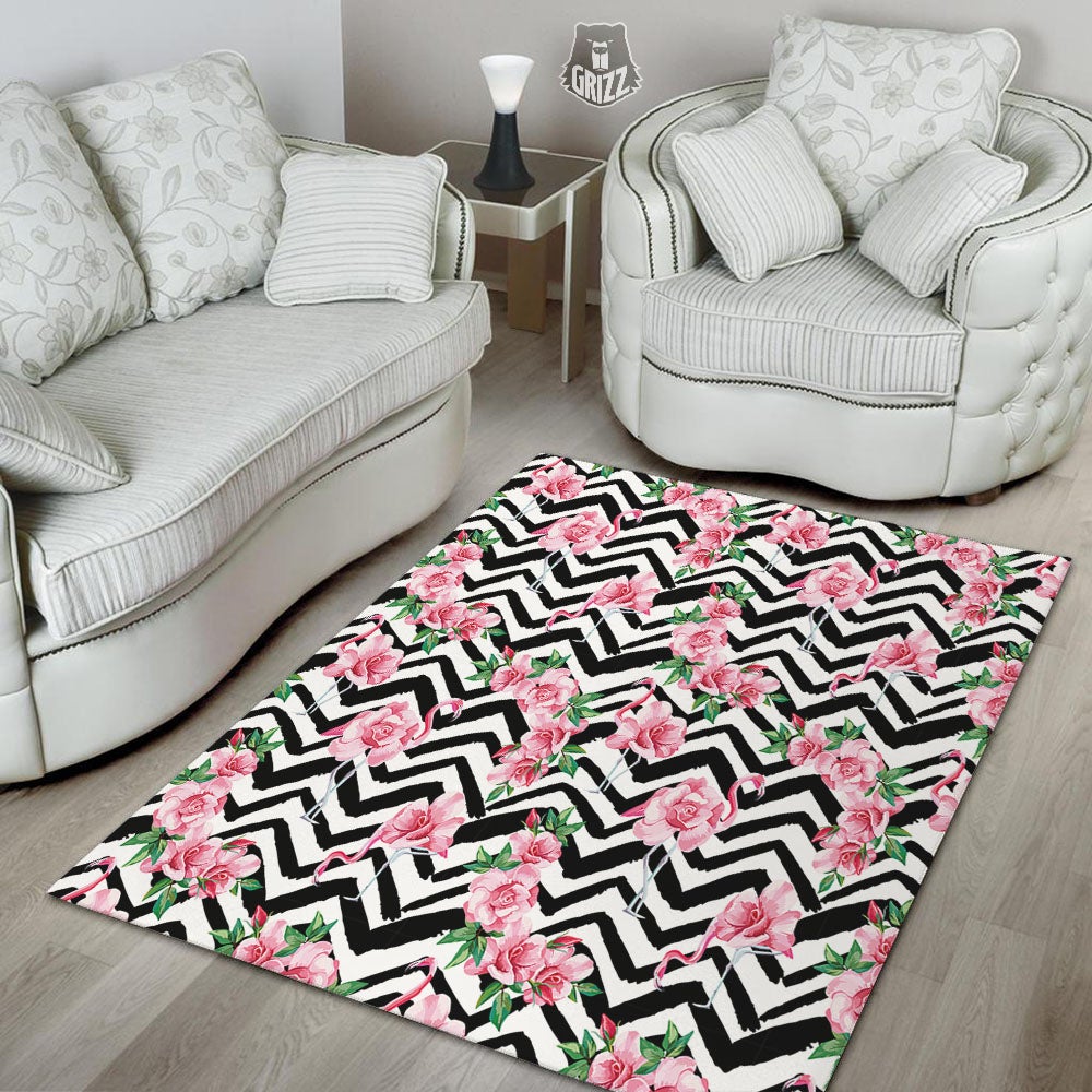 Rose Zigzag Pink Print Pattern Floor Mat-grizzshop