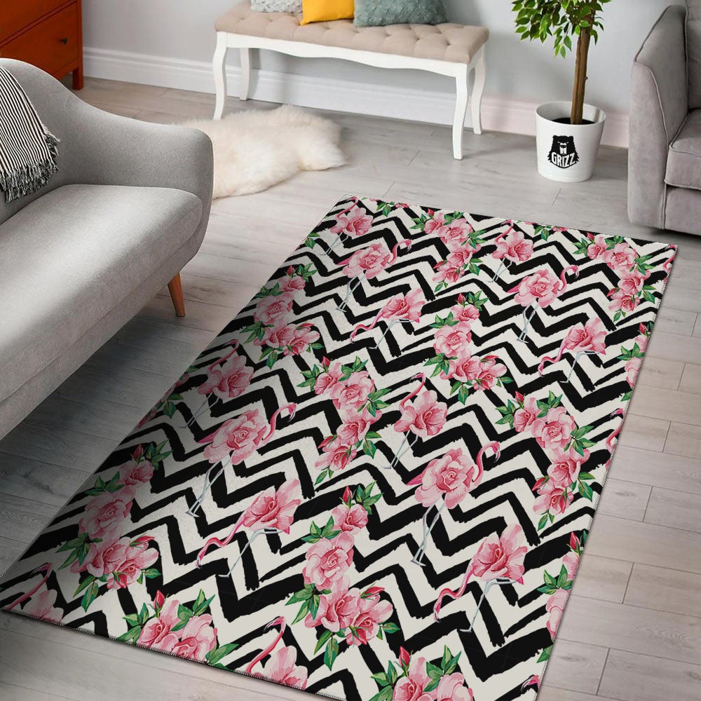 Rose Zigzag Pink Print Pattern Floor Mat-grizzshop