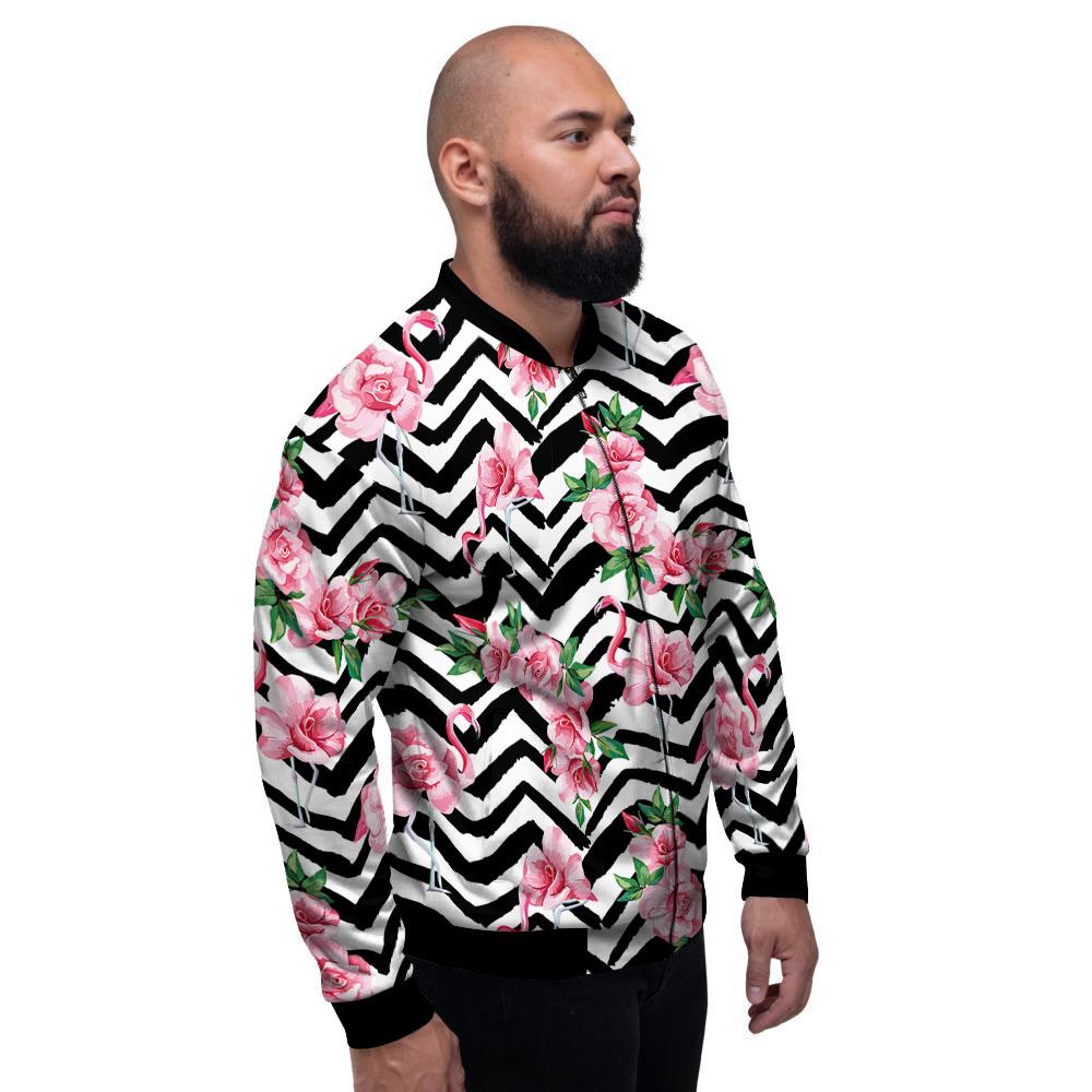 Rose Zigzag Pink Print Pattern Men's Bomber Jacket-grizzshop
