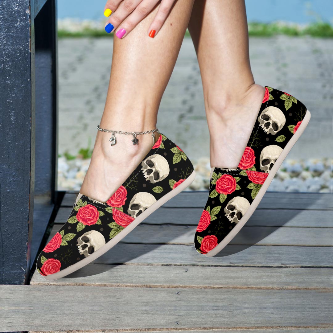 Rose Skull Canvas Shoes-grizzshop