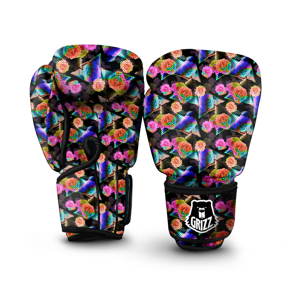 Roses Colorful Gradient Triangle Print Pattern Boxing Gloves-grizzshop