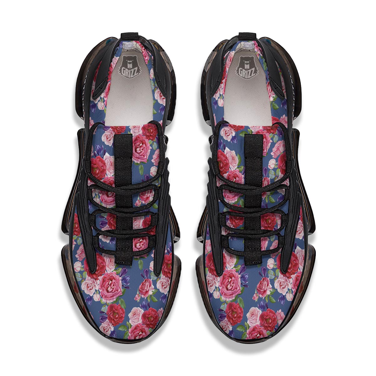 Roses Floral Red Violet Print Pattern Black Gym Shoes-grizzshop