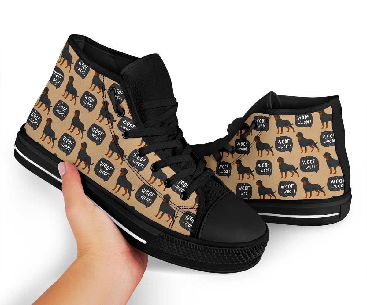 Rottweiler Dog Pattern Print Men Women's High Top Shoes-grizzshop