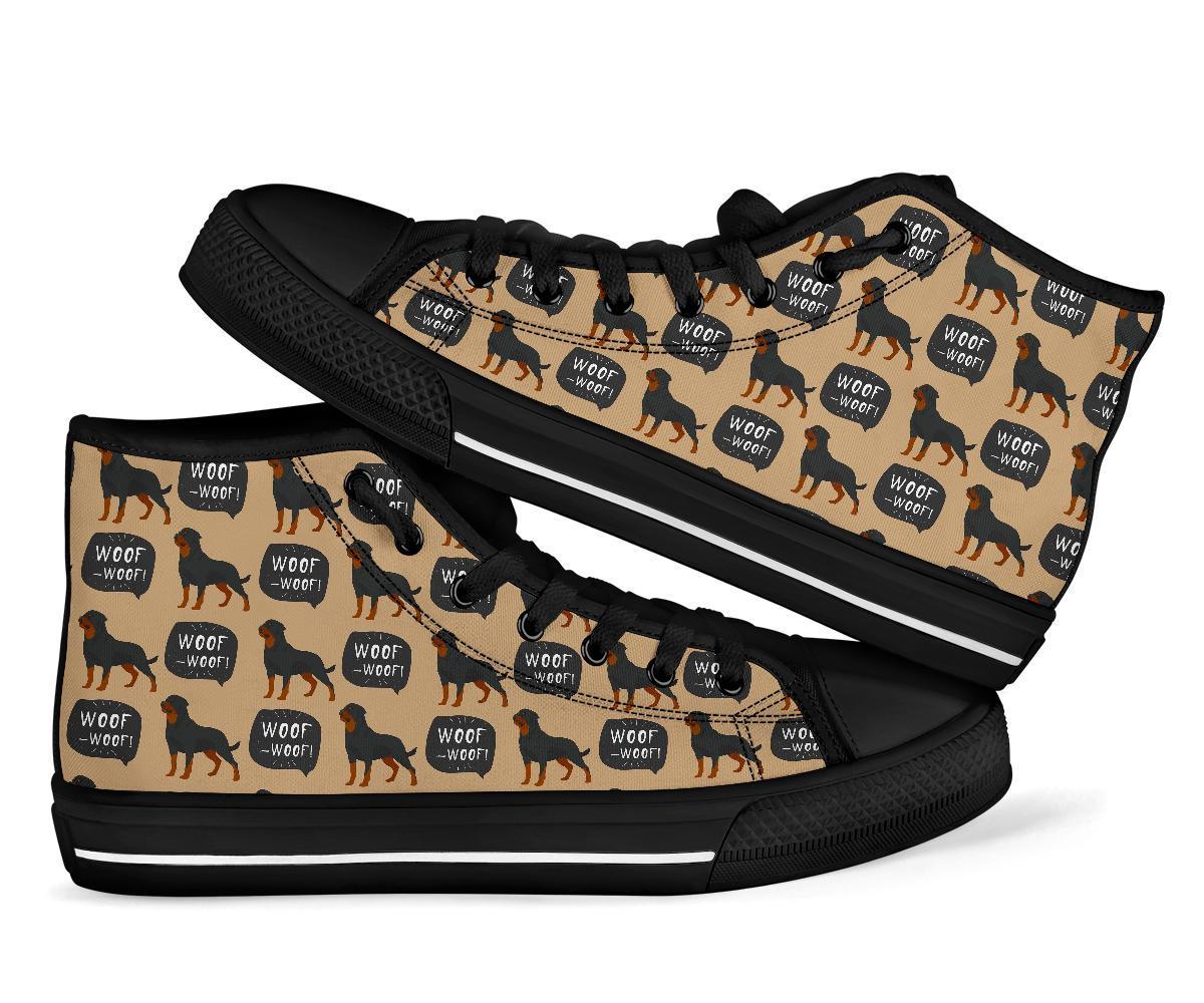 Rottweiler Dog Pattern Print Men Women's High Top Shoes-grizzshop