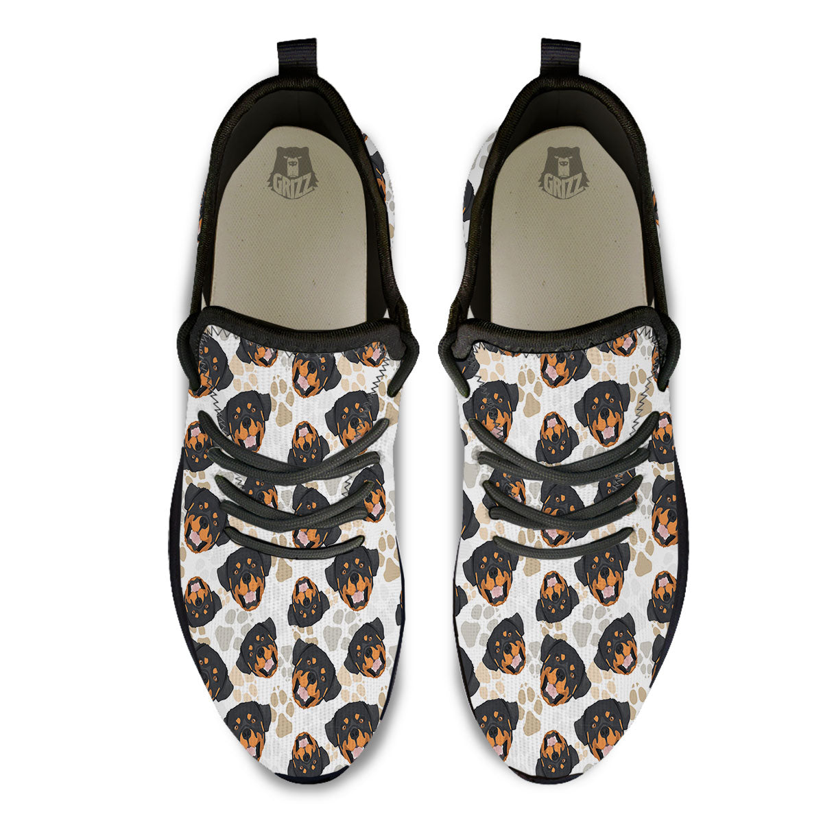 Rottweiler Print Pattern Black Athletic Shoes-grizzshop