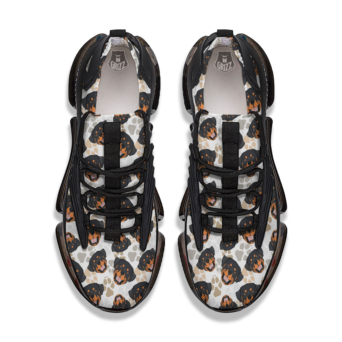 Rottweiler Print Pattern Black Gym Shoes-grizzshop