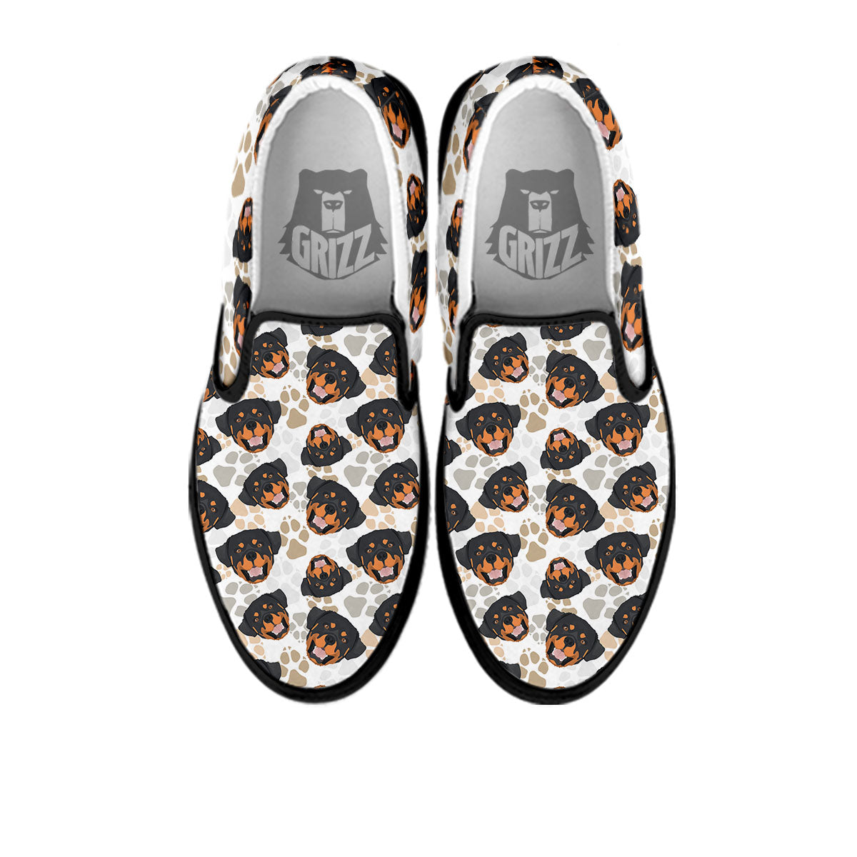 Rottweiler Print Pattern Black Slip On Shoes-grizzshop