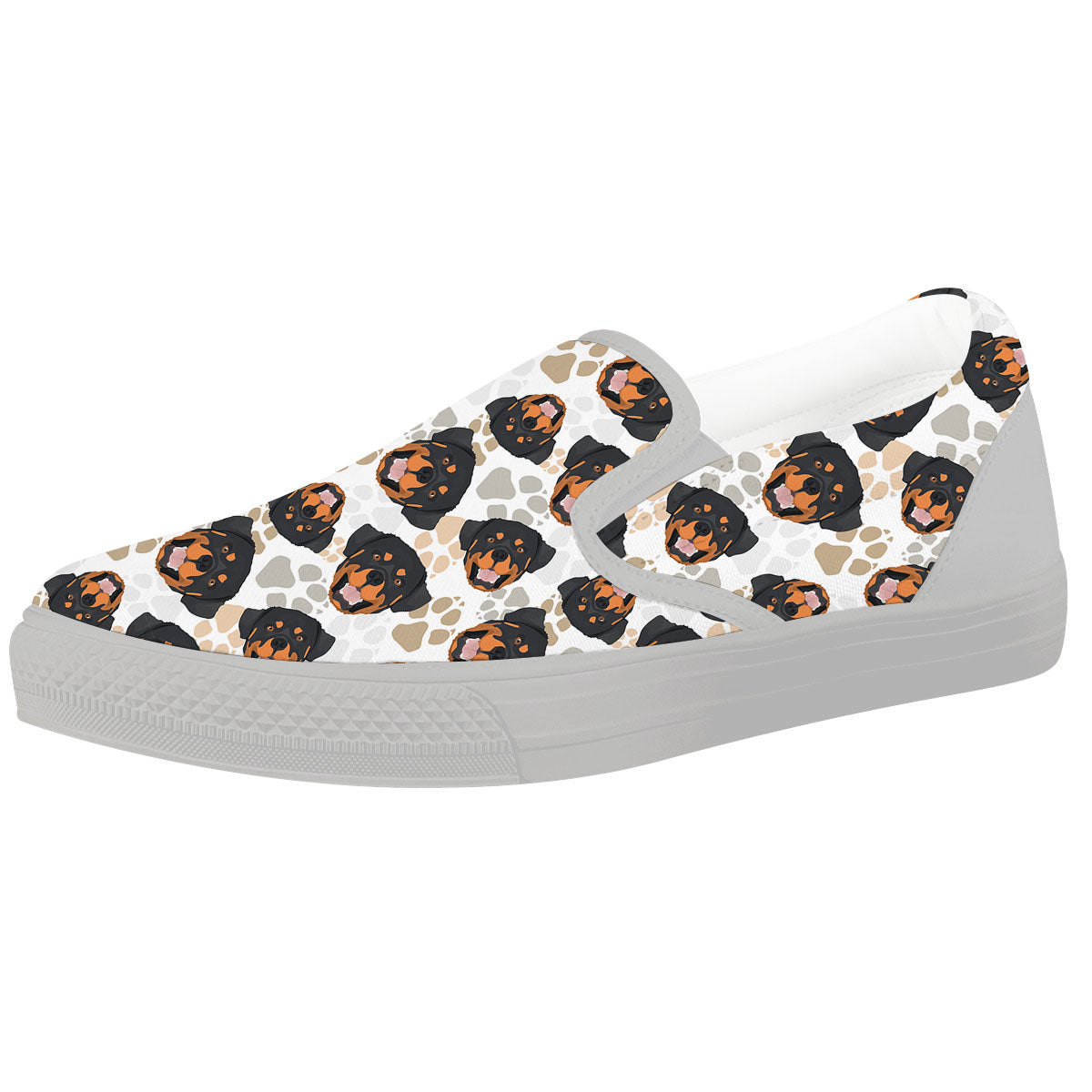 Rottweiler Print Pattern White Slip On Shoes-grizzshop