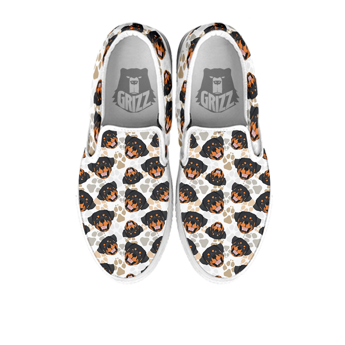 Rottweiler Print Pattern White Slip On Shoes-grizzshop