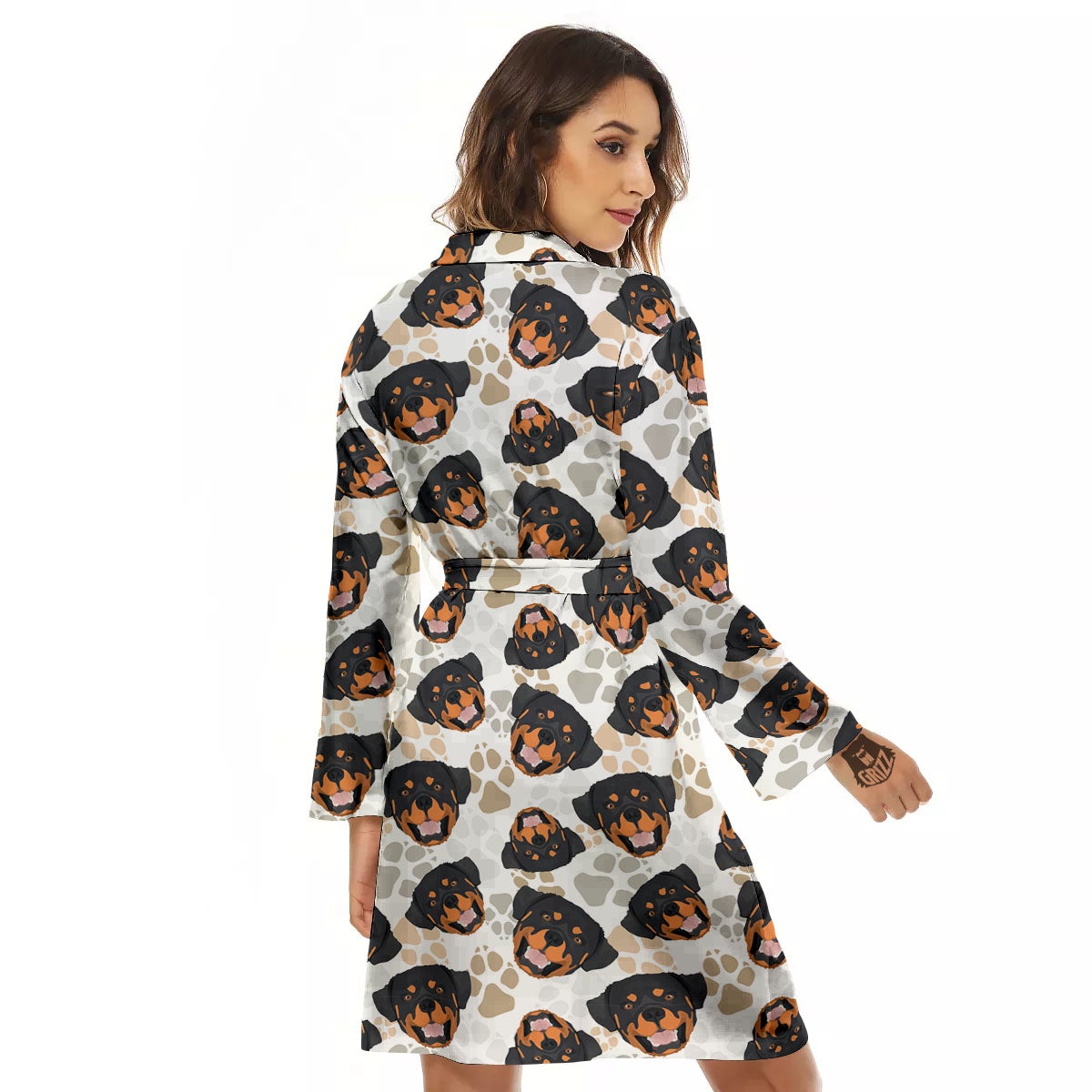 Rottweiler Print Pattern Women's Robe-grizzshop