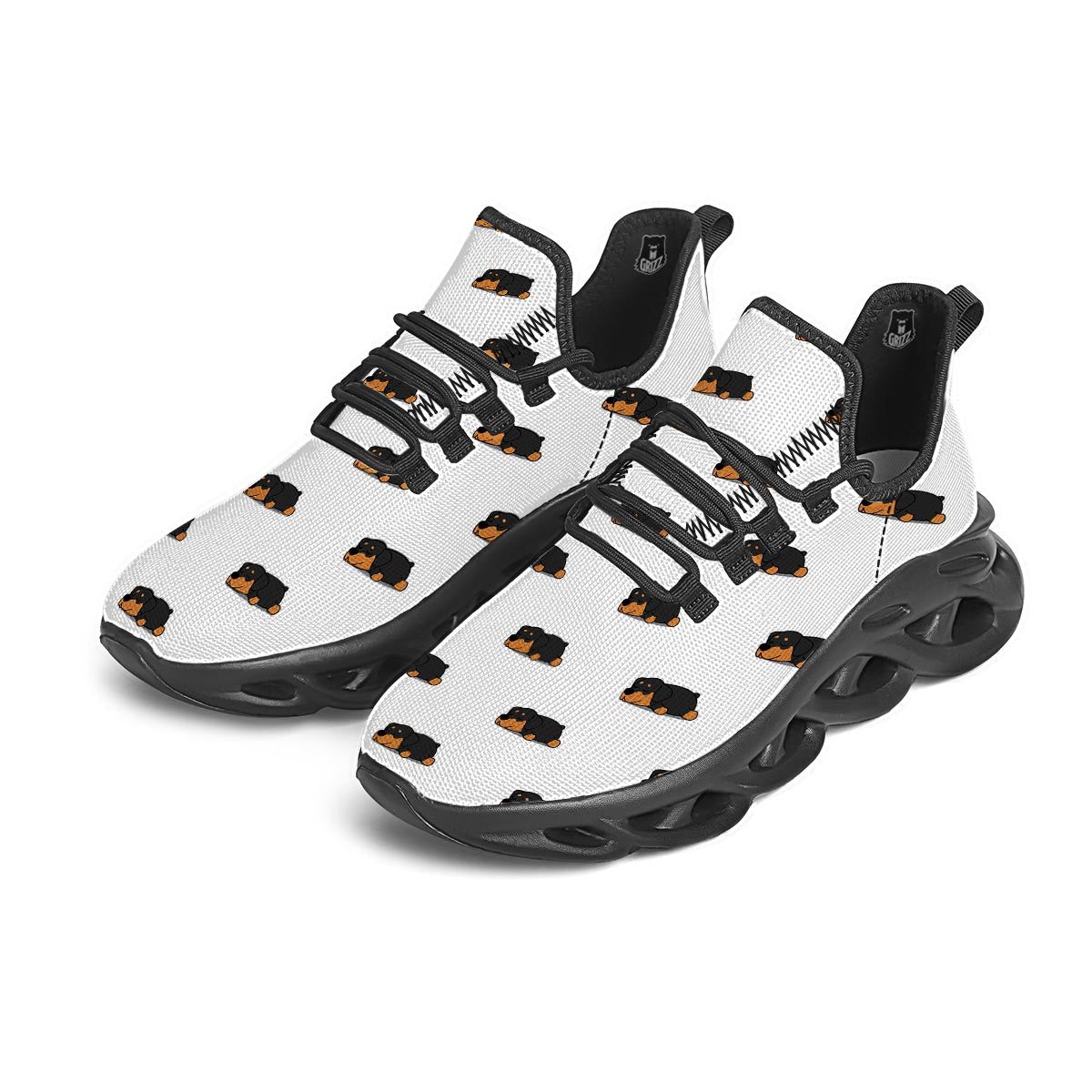 Rottweiler Sleeping Print Pattern Black Running Shoes-grizzshop