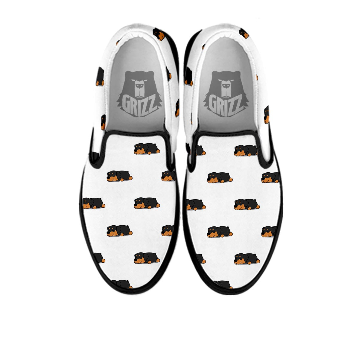 Rottweiler Sleeping Print Pattern Black Slip On Shoes-grizzshop