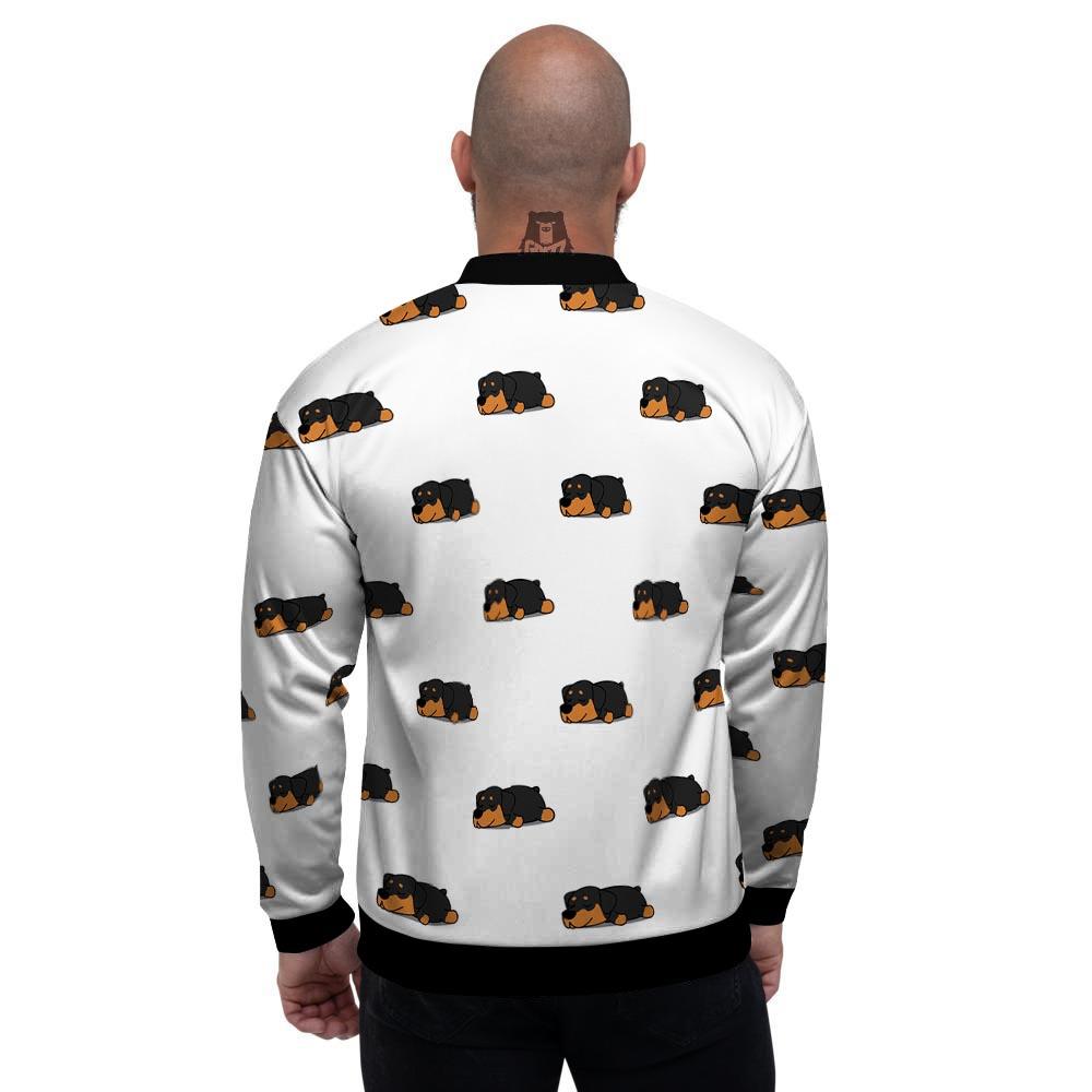 Rottweiler Sleeping Print Pattern Men's Bomber Jacket-grizzshop